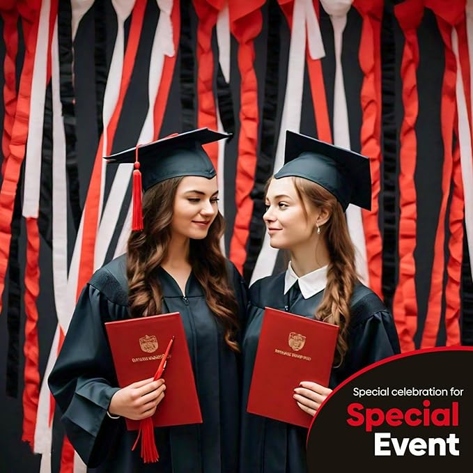 Captain Décor 8 Red Black and White Streamers, 656ft Pack of Crepe