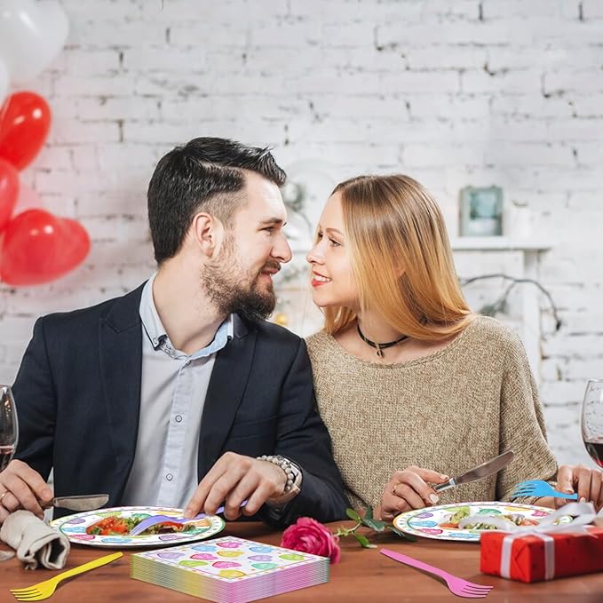 100 Pcs Valentine's Day Tableware Party Supplies Disposable