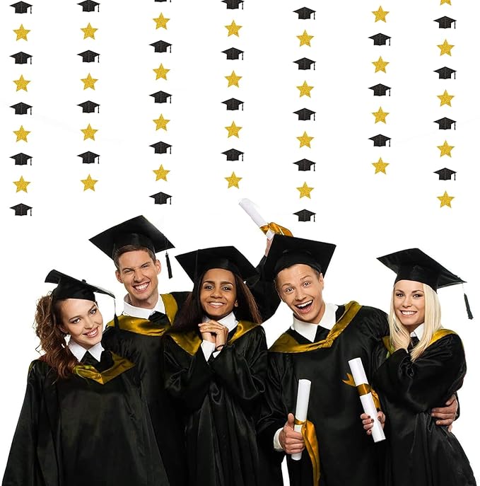 Black-Gold Graduation-2026 Class Party-Decorations Garland - Congrats