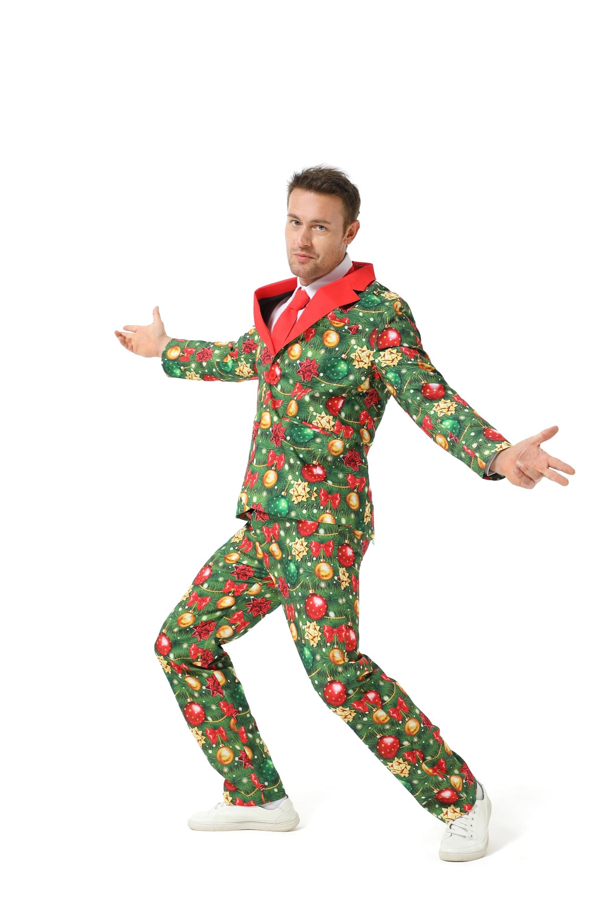 Men's Christmas Party Suit Funny Costume Novelty Xmas Jacket Trousers