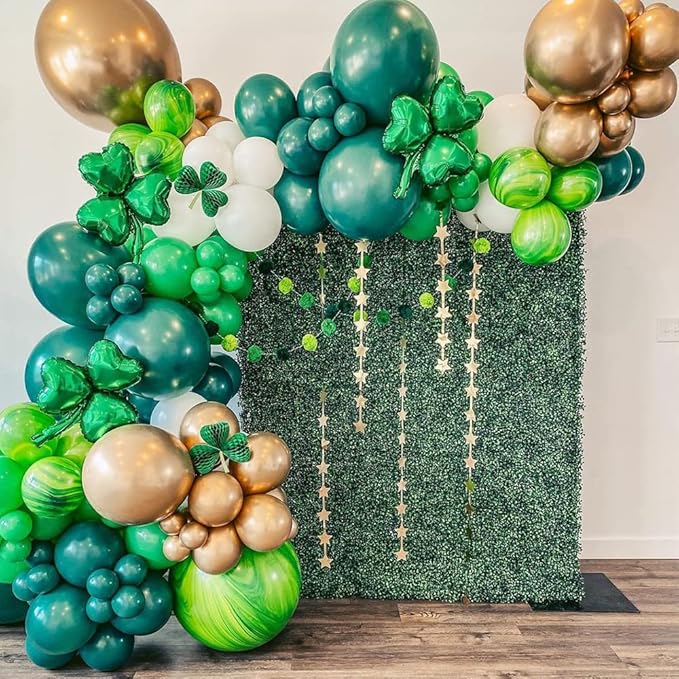 St Patrick's Day Decorations 128pcs Green Balloon Arch Garland Kit