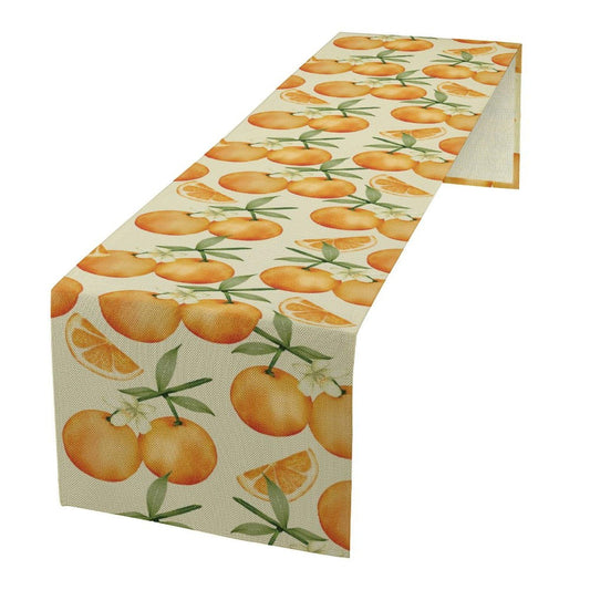 Orange Citrus Table Runner, Cute Spring Summer Fruit Themed Table
