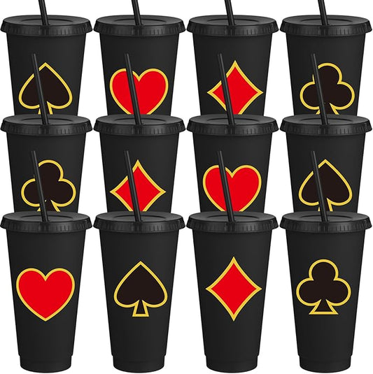 12 Pcs Black Casino Party Supplies Casino Plastic Reusable Cute Cups