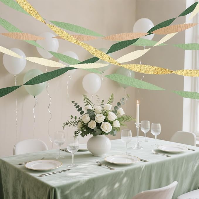 Olive Green Khaki Crepe Paper Streamers,Sage Green Party Decorations