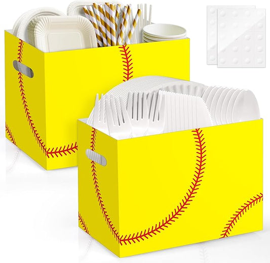 2PCS Softball Utensil Holder Paper Utensil Caddy for Softball Party
