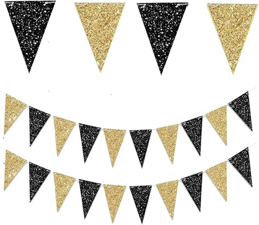 Black Gold Graduation Decorations 2026/Glitter Black and Gold Party
