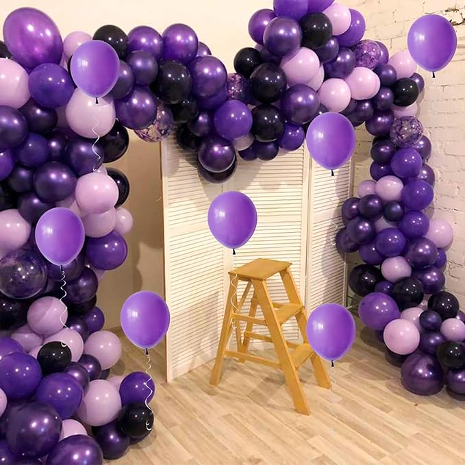 Purple and Black Balloons, 60 Packs 12 Inch Dark Purple Light Purple