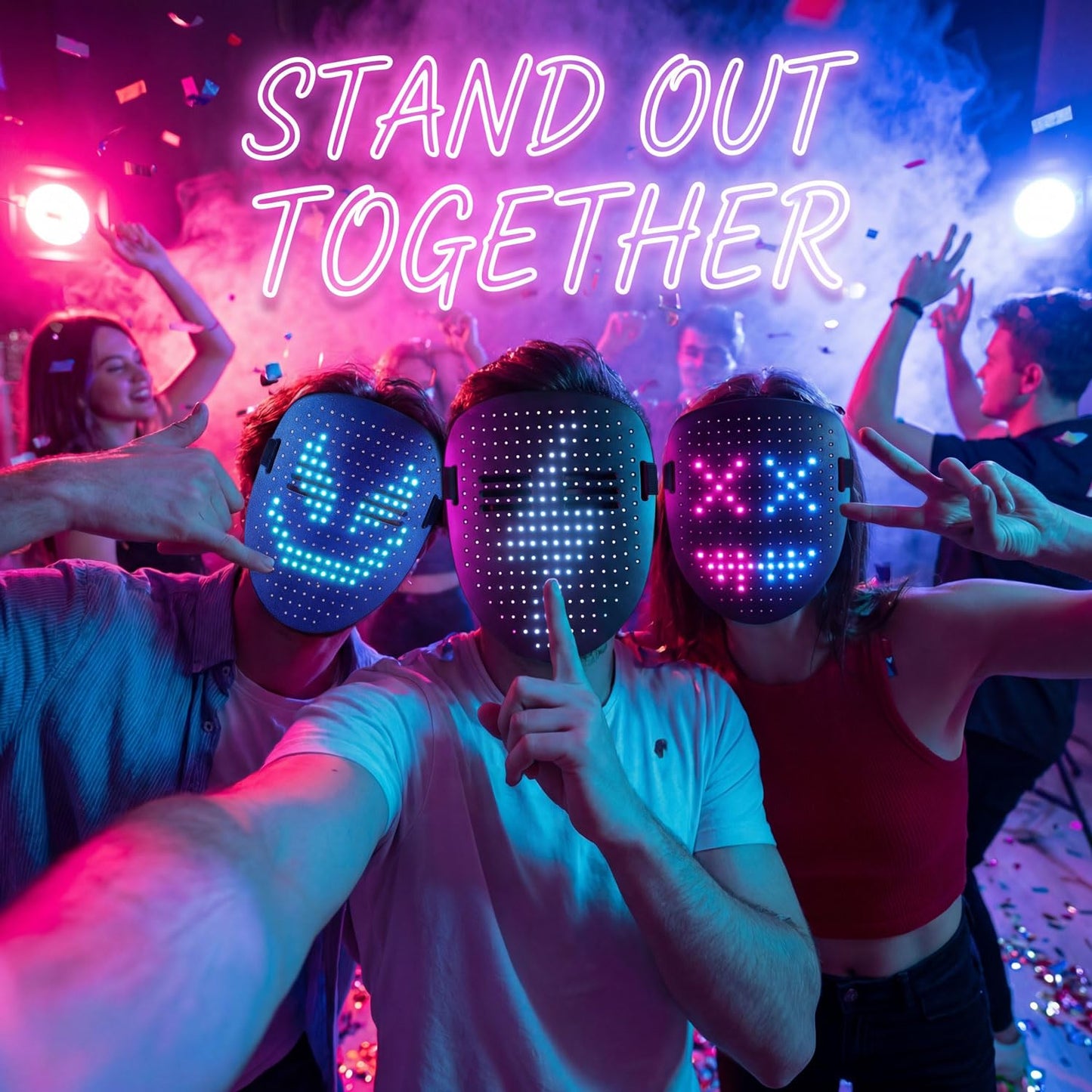 MEGOO Led Mask with Gesture Sensing | Light up Transforming Face Mask