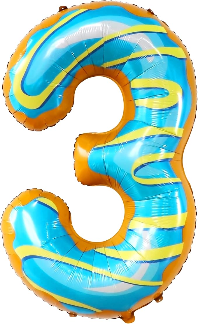 Huge Donut Number 3 Balloon - 40 Inch | Number 3 Donut