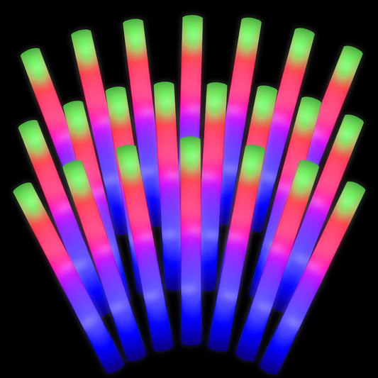 LifBetter 30 Pcs Foam Glow Sticks Bulk,Led Glow Sticks with 3 Modes