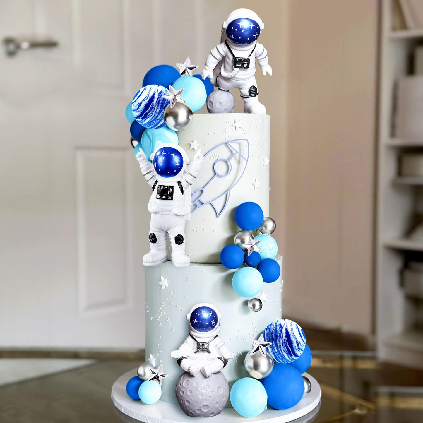 Space Cake Toppers Outer Space Astronaut Rocket Stars Cake