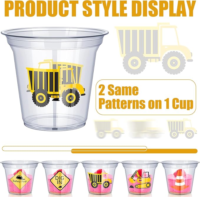 WILLBOND 120 Pcs Construction Party Cups Construction Party Favors