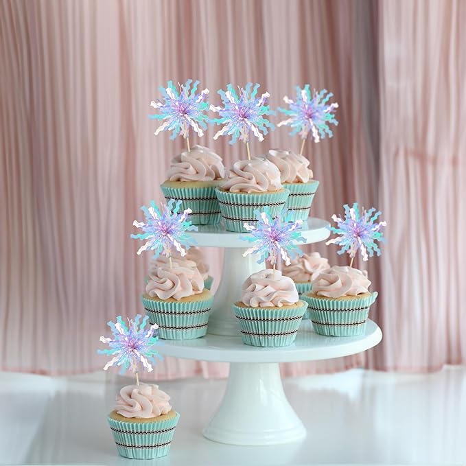 20Pcs Foil Firework Cupcake Toppers Happy Birthday Cake