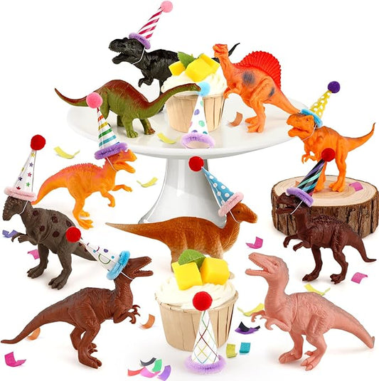 20Pcs Dinosaur Cake Decorations with Mini Birthday Party Hats