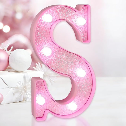 Pink Light Up Letters, LED Marquee Letters for Table, Small Glitter #3