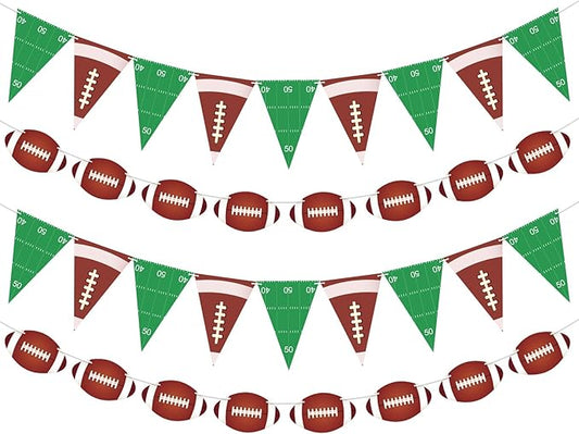 4 PCS Football Party Decorations Football Banner Flags Football Paper