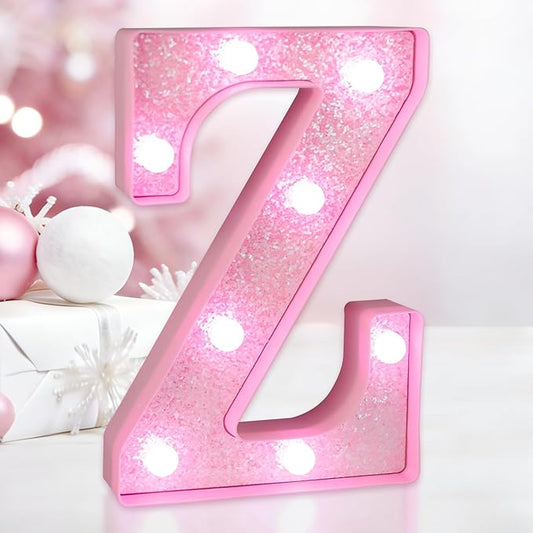 Pink Light Up Letters, LED Marquee Letters for Table, Small Glitter #2