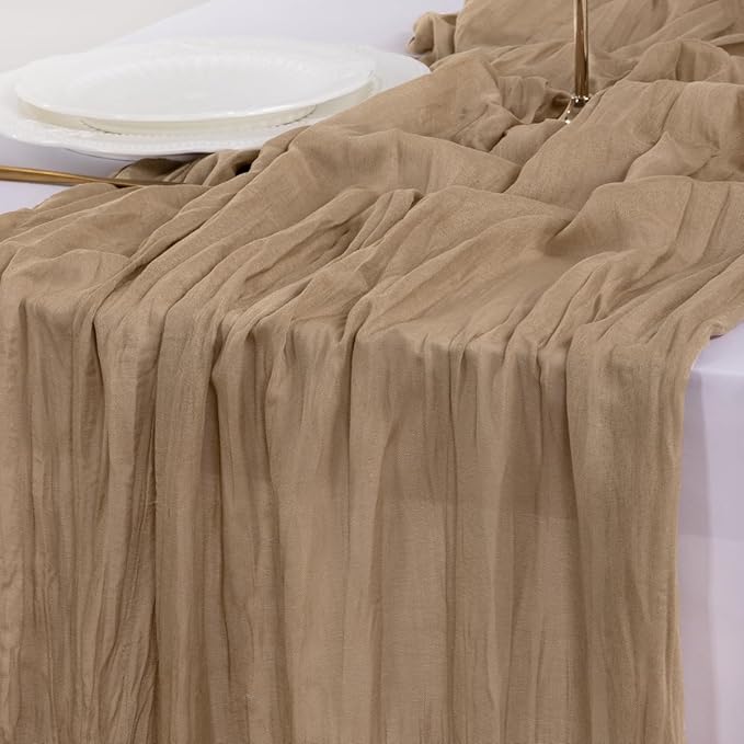 15pcs Nude Brown Cheesecloth Table Runner Valentine's Day Boho