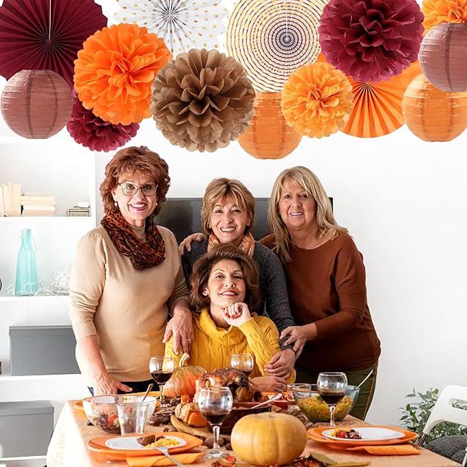 Burgundy Brown Orange Baby Shower Boho Party Decorations 20pcs Fall