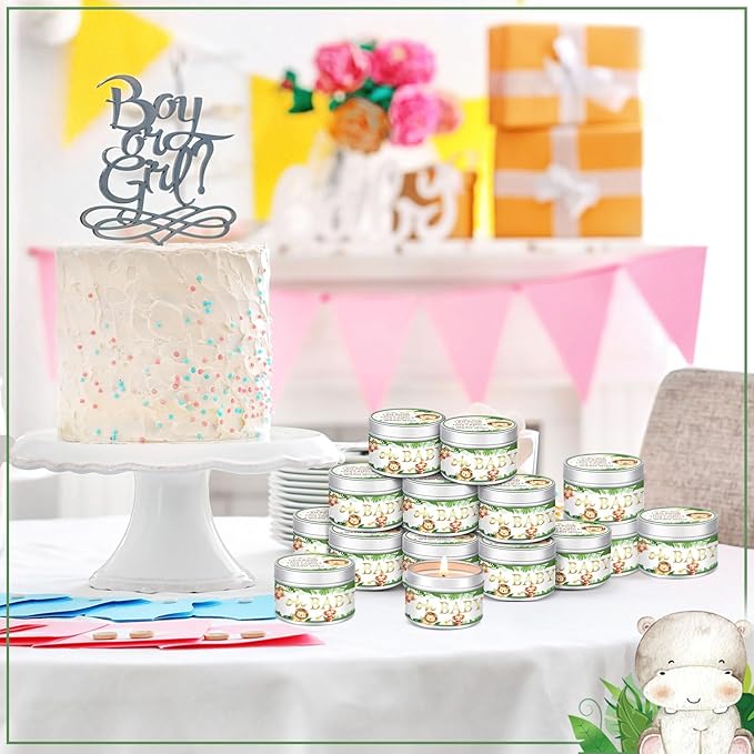 MTLEE 24 Pcs Jungle Animal Baby Shower Party Favors Candles Lavender