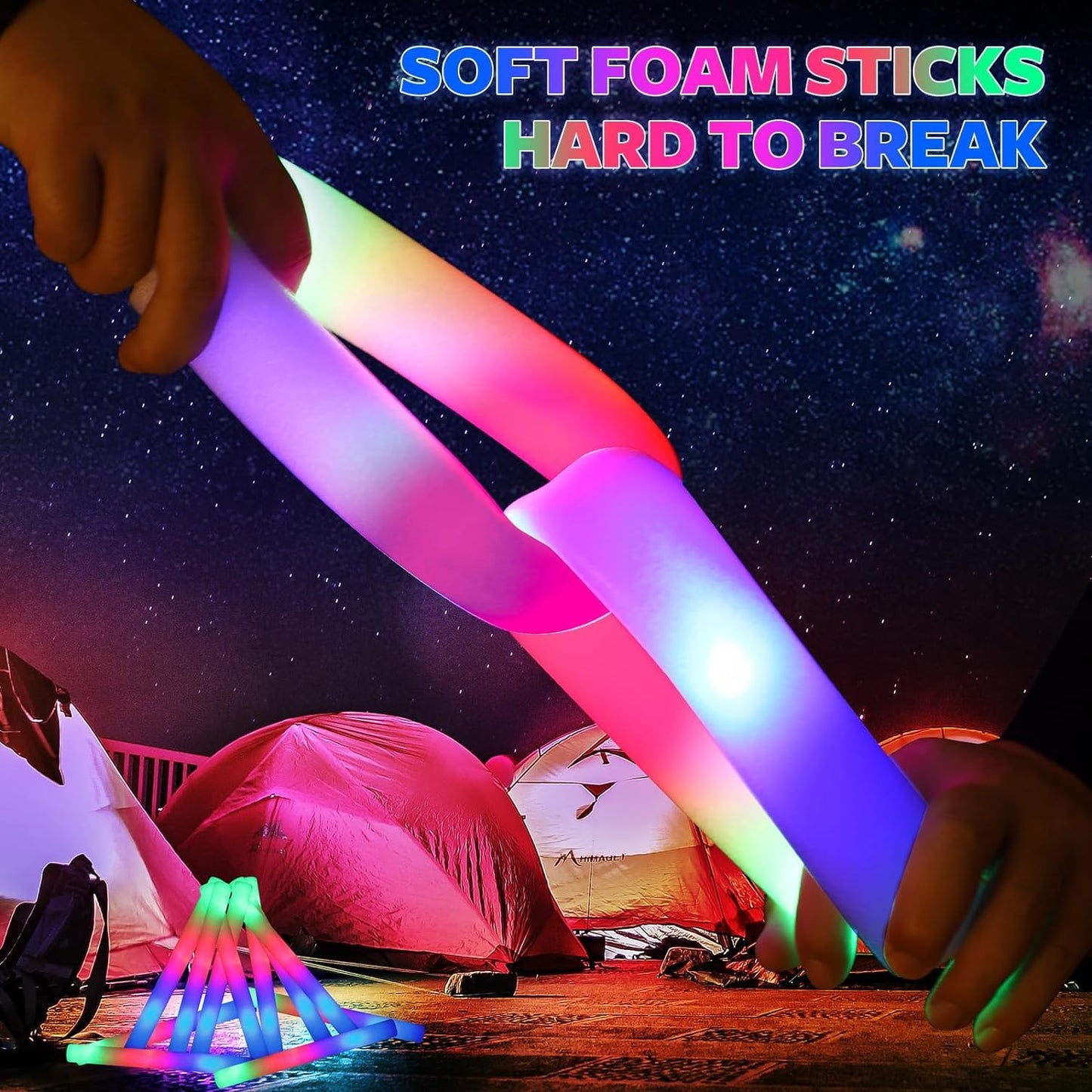 Wellent 220 PCS LED Foam Glow Sticks Bulk, Glow in the Dark Party