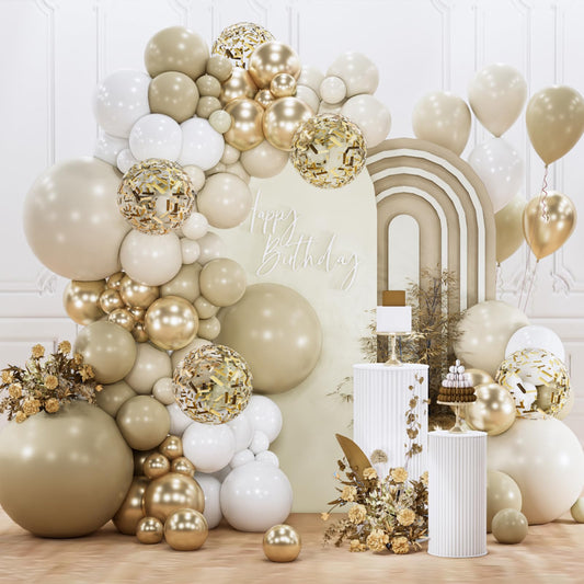 PartyWoo Neutral Balloon Arch Kit Garland 140pcs Different Sizes of 18