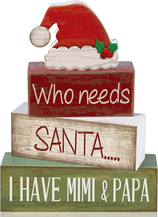 4 Pcs Christmas Table Decorations Wooden Red Santa Hat Christmas