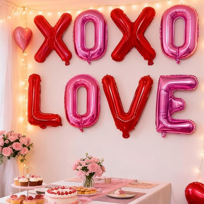 Red Pink XOXO Balloons and Love Balloon 16 Inch Valentines Day Hot