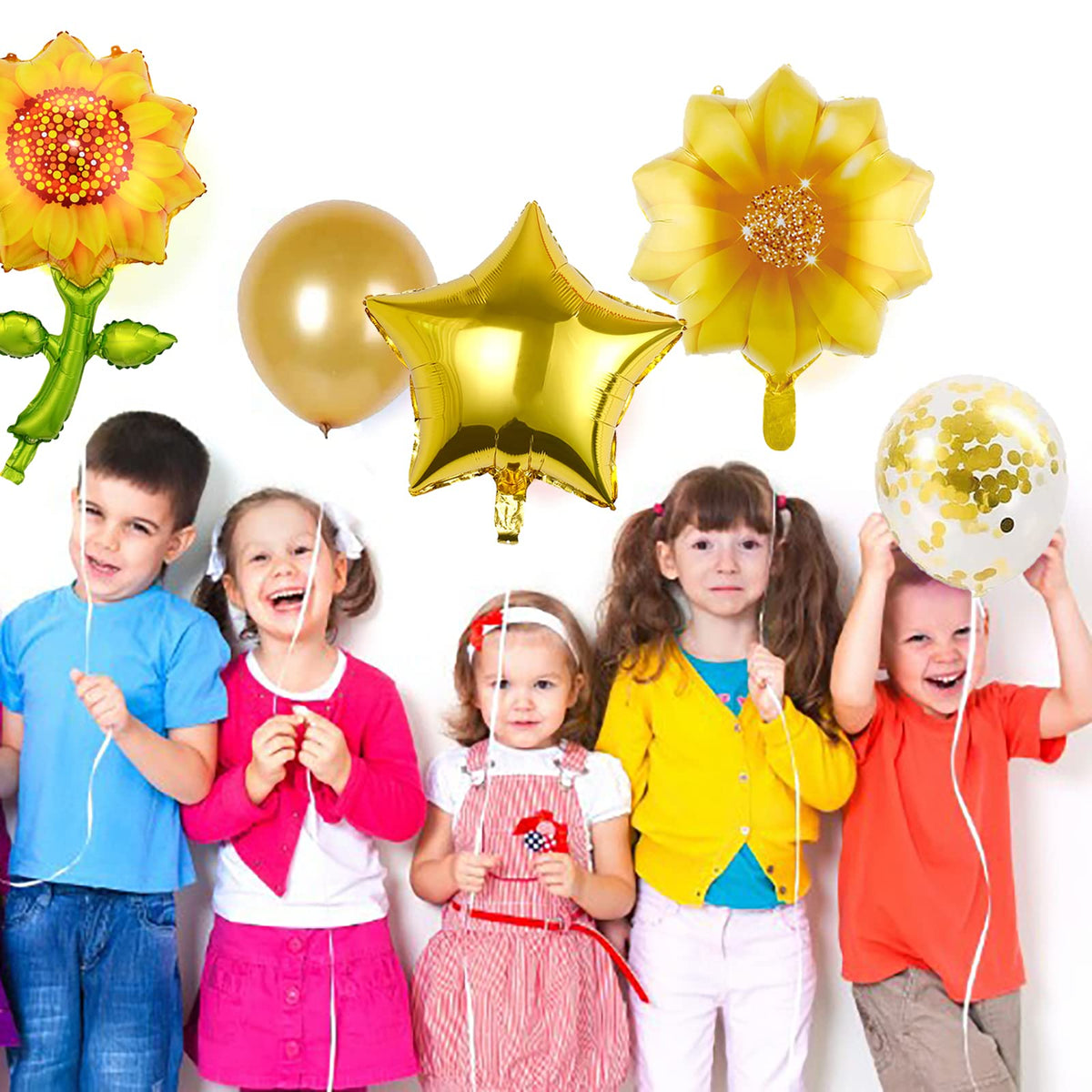 BIEUFBJI Yellow Sunflower Birthday Balloons Aluminum Foil Sunflower