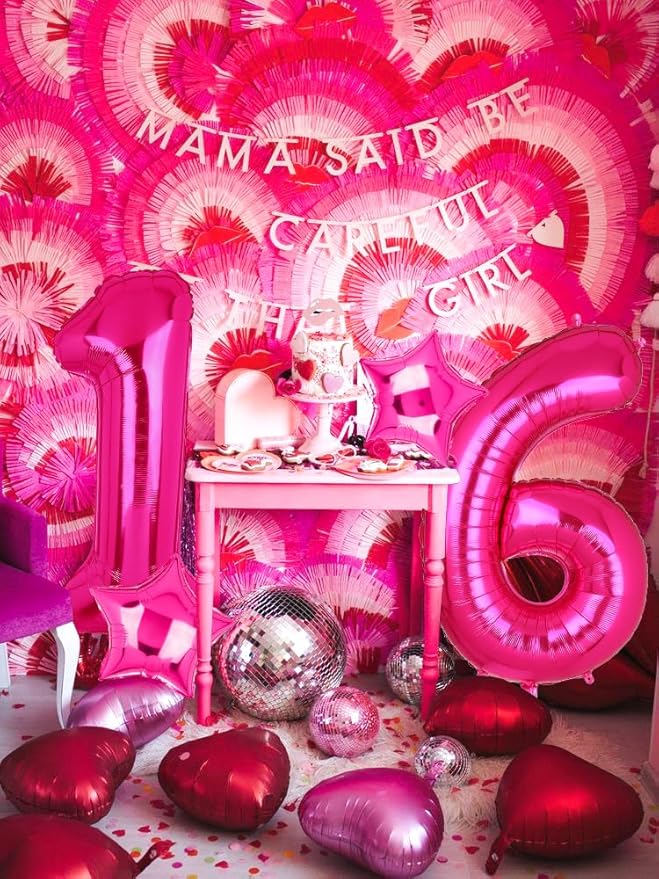 40 Inch Number Balloons Hot Pink 1 Anniversary Event Celebration