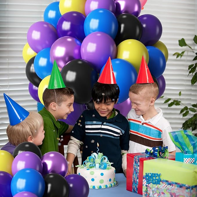 Purple Blue Yellow Black Balloons 60 Pcs Metallic Purple Royal
