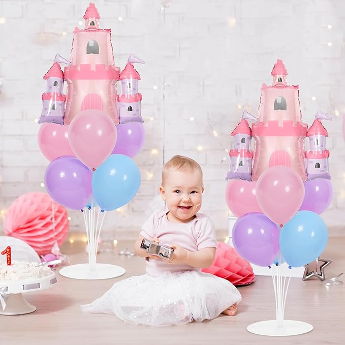 Princess Party Balloons Stand Kit 2 Sets with 2 Princess Castle Foil