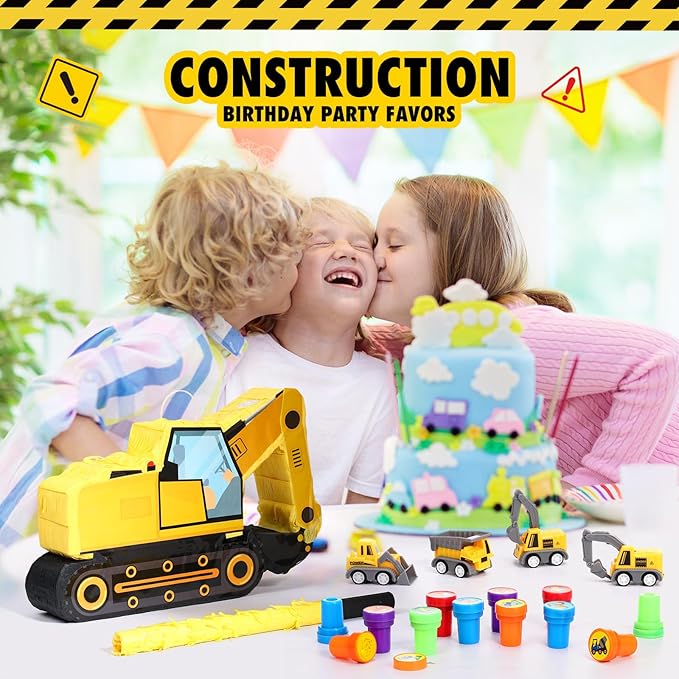 49 Pcs Construction Party Favors Excavator Pinata with Mini