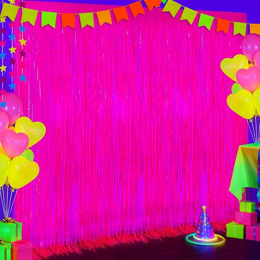 2 Pack Glow in The Dark Party Streamers, Neon Party Decorations Fluore