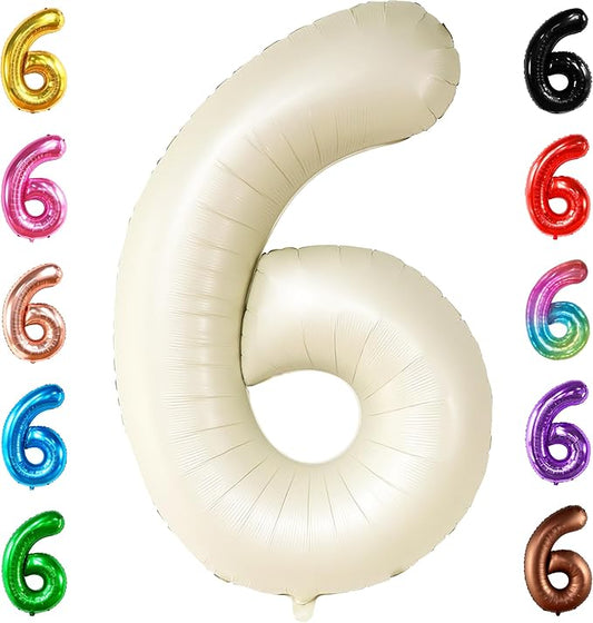Cream Number 1 Balloons for 1st Birthday - Giant 40 Inch