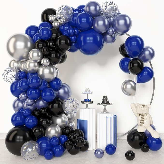 153pcs Blue and Black Balloons Arch Garland Kit Different