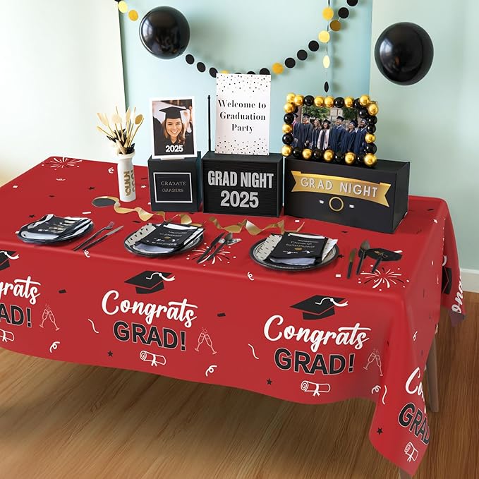 Graduation Decorations 2026 Red and Black, 3 Pack Graduation