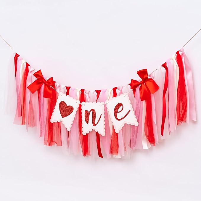 Valentine's Day One High Chair Banner Valentine's Day Themed First