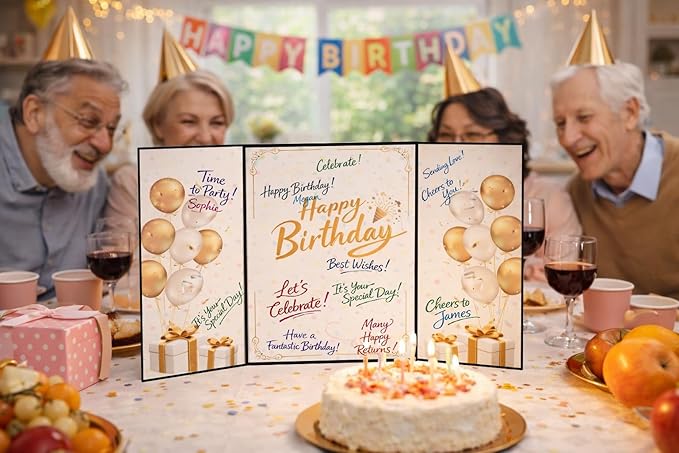 CosiCosi Black and Gold Birthday Decorations, Guest Sign-In Book