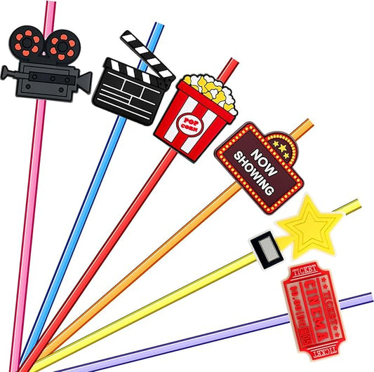 24 Pack Movie Night Party Supplies Movie Night Drinking Straws PET