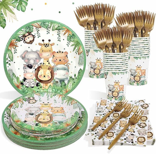 Safari Jungle Baby Shower Plates Set Decorations Boy Birthday Party