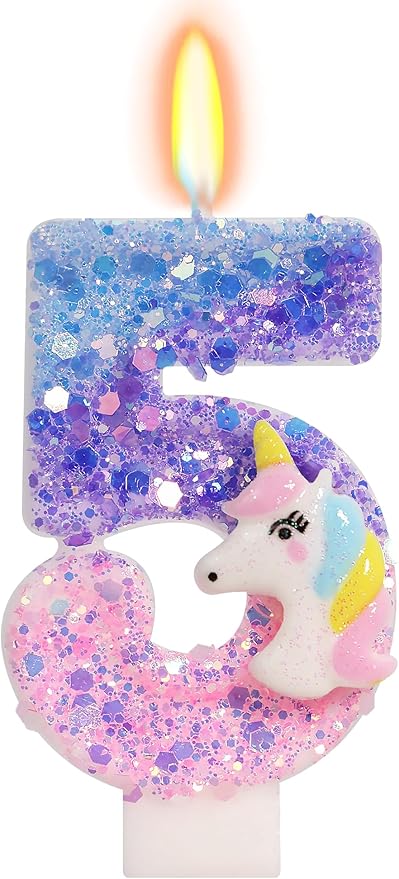 Unicorn Candle Number 5 Candle 5th Birthday Decorations for Girls