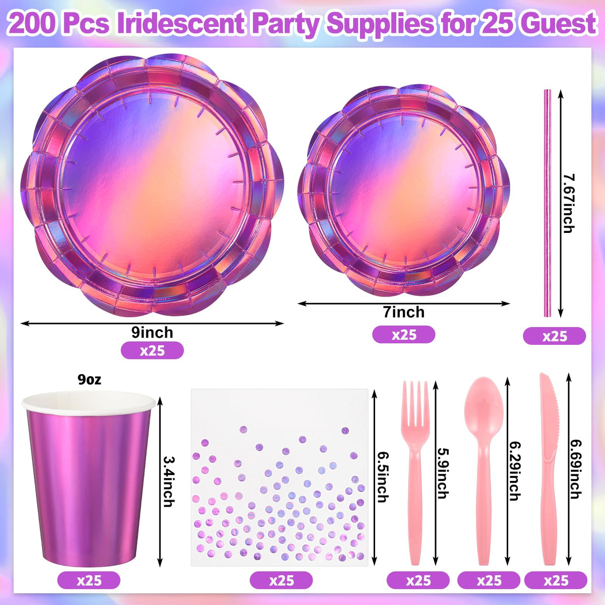 NatNarr 200 Pcs Pink Plates and Napkins Party Supplies, 25 Guest