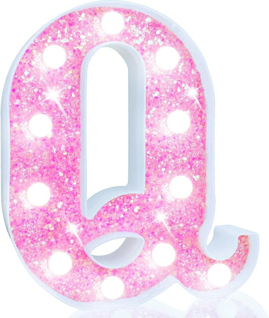 LED Marquee Letter Lights, Light Up Pink Letters Glitter