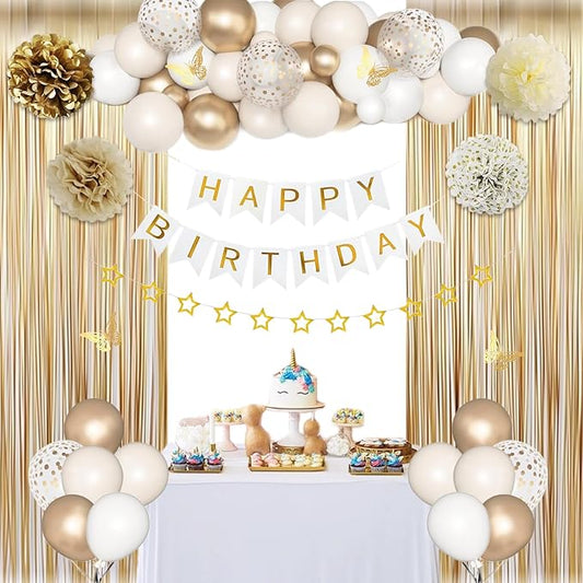 Sweet Birthday Decorations for Women, White Sand Beige Cream Neutral