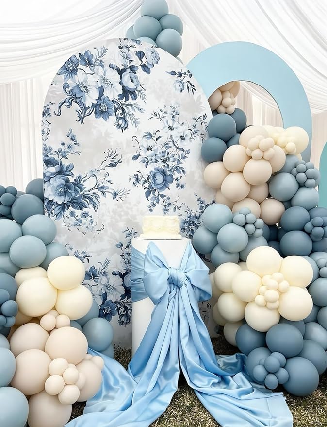 Dusty Blue and Gold Balloons - 12 Inch Dusty Blue Balloons Metallic