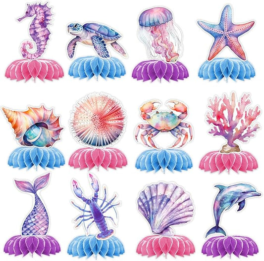 Mermaid Party Decorations TONGQI 12 Pcs Ocean Theme Table Decoration