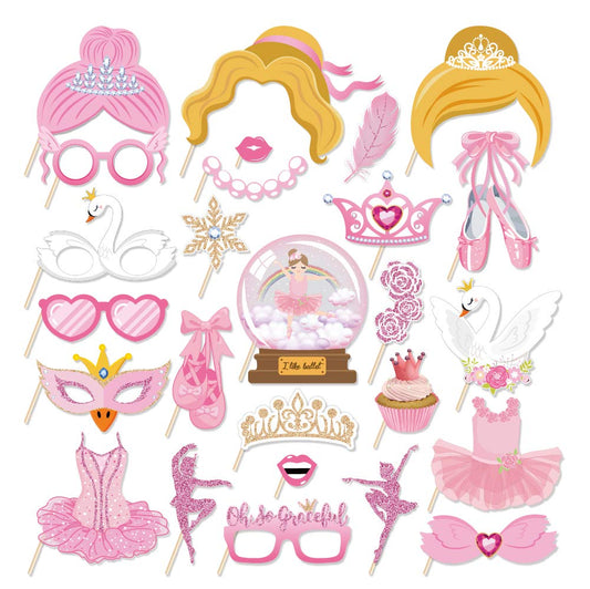 Kristin Paradise 25Pcs Ballerina Photo Booth Props with Stick, Ballet