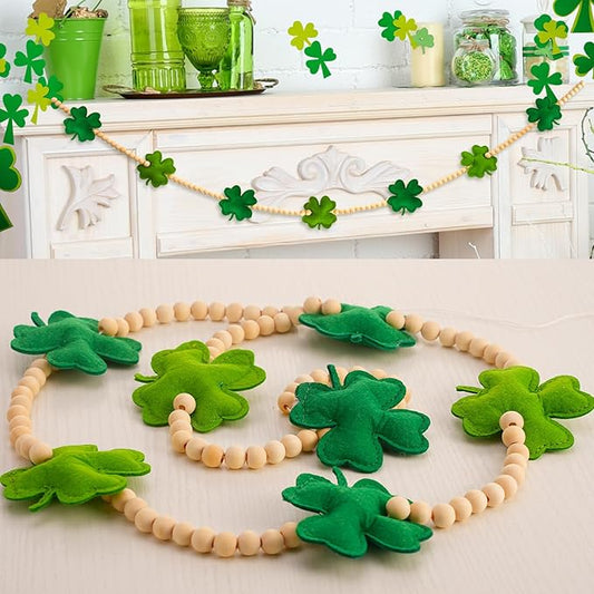 St Patricks Day Garland 3D Felt St Patricks Shamrock Banner with