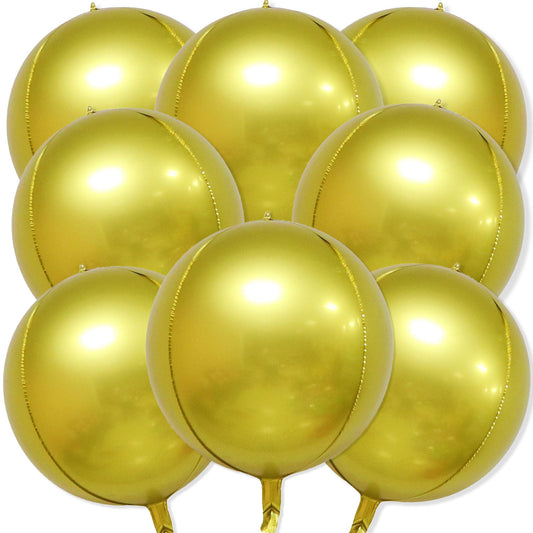 8 Pcs Gold Metallic Balloons, 22 Inch Large Big 4D Round Chrome Foil